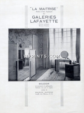 Galeries Lafayette 1929 La Maitrise, Decorative arts, Maurice Dufrène, boudoir