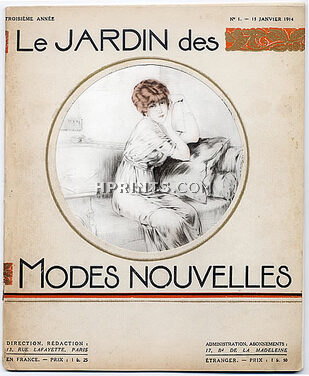 Le Jardin des Modes Nouvelles 1914 N°1, Louis Icart, Rosine (Perfumes), Oriza-L.Legrand, Georges Lepape, 34 pages