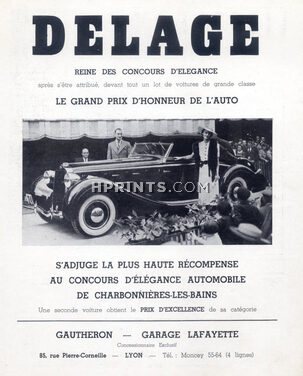 Delage (Cars) 1937 "Concours d'élégance automobile" Charbonnières-les-Bains