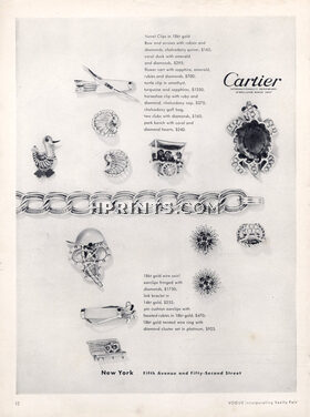 Cartier (Jewels) 1951 Novel Clips, coral duck, turtle amethyst