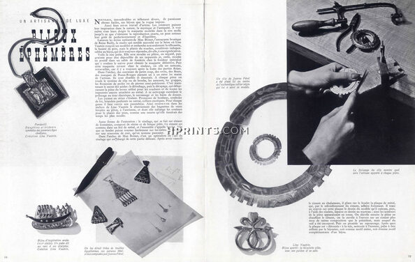 Bijoux Éphémères, 1942 - Line Vautrin & Jeanne Féral Jewels of Arabic inspiration, Egyptian, Clips, Pendentifs