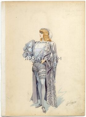 Alfred CHOUBRAC 1896 Costume Design ''Les Amoureux de Venise'', Duc Come de Médicis, Casino de Paris