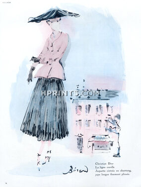 Christian Dior 1947 Ligne "Corolle", Christian Bérard, Jacket, Skirt