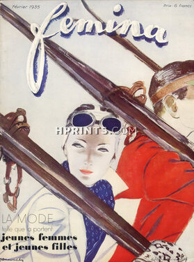 Jacques Demachy 1935 Femina Original Cover, skiing