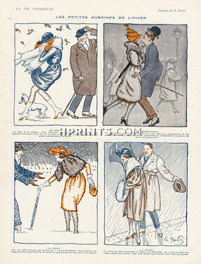 Georges Pavis 1919 Les petites aubaines de l'hiver, advantages of the winter, Comic Strip