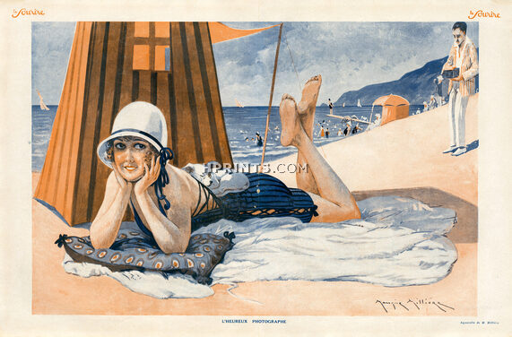 Maurice Millière 1924 L'Heureux Photographe, Bathing beauty with dog