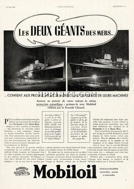 Mobiloil 1937 Queen Mary & Le Normandie