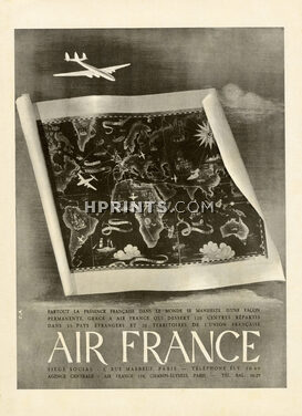 Air France 1947 Airplane, Signed E.A. (L)