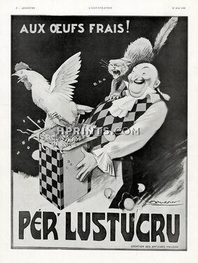 Pèr' Lustucru 1933 Mauzan Cat and Rooster