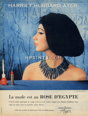 Harriet Hubbard Ayer 1960 Rose d'Egypte Lipstick, Nail polish, Perruque Alexandre