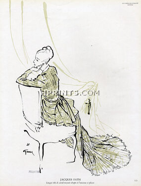 René Gruau 1945 Jacques Fath, Evening Gown