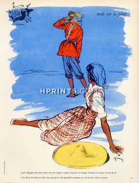 René Gruau 1946 Lucile Manguin & Véra Boréa, beachwear