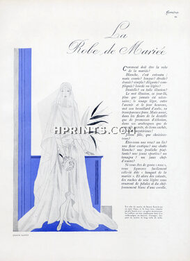 La Robe de Mariée, 1928 - Jacques Demachy Jeanne Lanvin, Nicole Groult, Worth, Jenny, wedding dress, Text by Gérard d'Houville, 4 pages