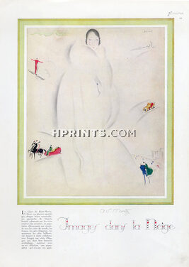 Charles Loupot 1925 Saint Moritz, Skiing, Sleigh Ride, Le Bobsleigh, Winter Sports, 4 pages, 4 pages