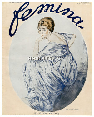 Etienne Drian 1912 Jeanne Provost, Portrait, Femina Cover