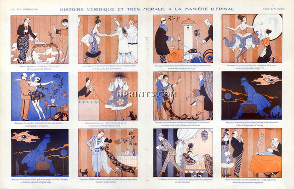 George Barbier 1918 Mrs & Mr Procureur war profiteers, comic strip