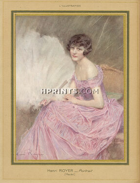 Henri Royer 1926 Elegant, Fan, Portrait