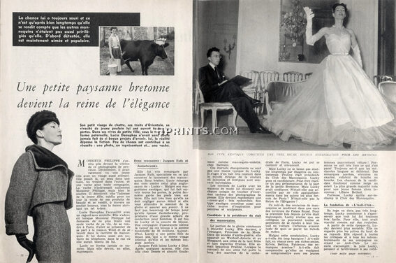 Lucky - Une petite paysanne bretonne devient la reine de l'élégance, 1957 - Fashion Model Career, Jacques Fath, 3 pages