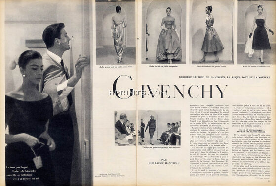 Givenchy - Le risque-tout de la Couture, 1956 - Hubert de Givenchy Fashion Show, Audrey Hepburn, Text by Guillaume Hanoteau, 7 pages