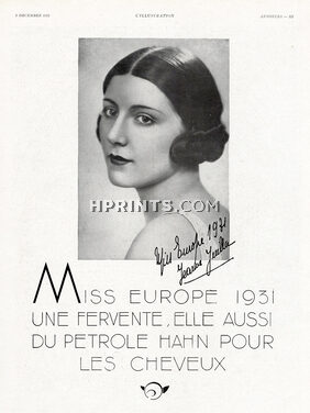 Pétrole Hahn 1931 Miss Europe, Jeanne Juilla