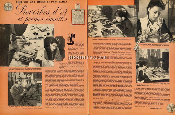 Proverbes d'or et poèmes émaillés, 1946 - Line Vautrin Meeting with Line Vautrin in her workshop, Text by Marcelle Magdinier