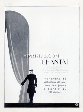 Chantal (Couture) 1925 Label, 4 rue de Mondovi, Paris