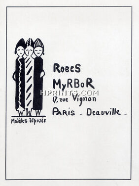 Myrbor (MyRBoR) 1923 Label, Address 17 Rue Vignon Paris