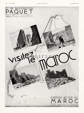 Compagnie de Navigation Paquet 1933 Visitez le Maroc, J. Tonelli