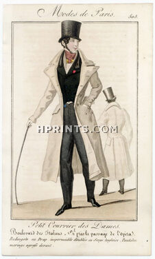 Petit Courrier des Dames 1827 N°508 Modes de Paris, Men's Clothing