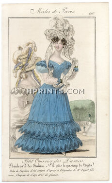 Petit Courrier des Dames 1827 N°497 Modes de Paris Julie Ribault