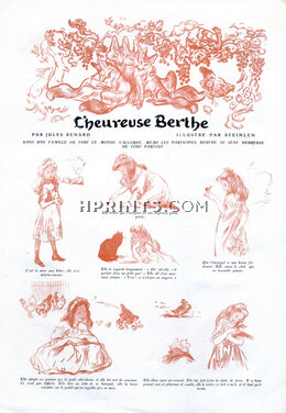 Steinlen 1904 "Heureuse Berthe" Jules Renard, spider, snail, chick, duck