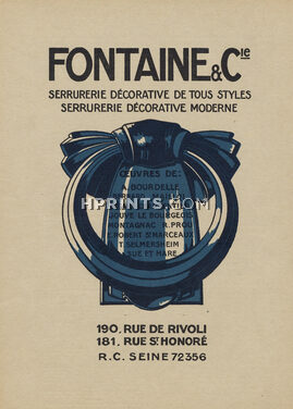 Fontaine & Cie 1926 Serrurerie Décorative, A. Bourdelle, Maillol, Jouve, R. Prou, Sue et Mare...