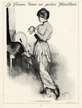 Etienne Drian 1913 "La femme dans ses gestes familiers" IV. La Montre-Bracelet, The wristwatch