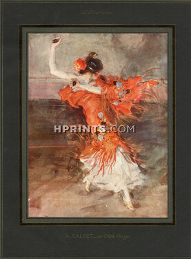 Antoine Calbet 1927 Le Châle Rouge, Gypsy, Spanish Dancer, Flamenco
