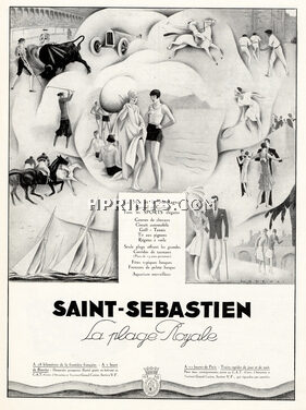 Saint-Sebastien 1929 Royal Beach, Polo, Corrida, San Sebastian, Fabius Lorenzi