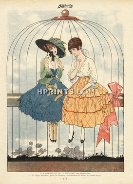 Hérouard 1915 Horrors of War, Bird Cage, Elegant Parisienne