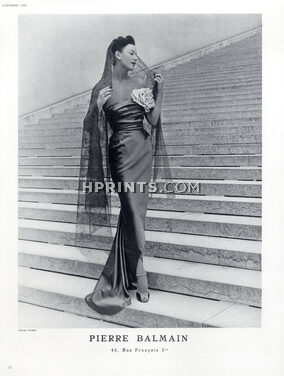 Pierre Balmain 1948 Rose Clip, Strapless Dress