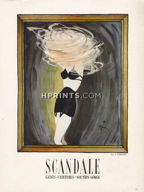 Scandale (Lingerie) 1946 Girdle, Bra, René Gruau (Version A)