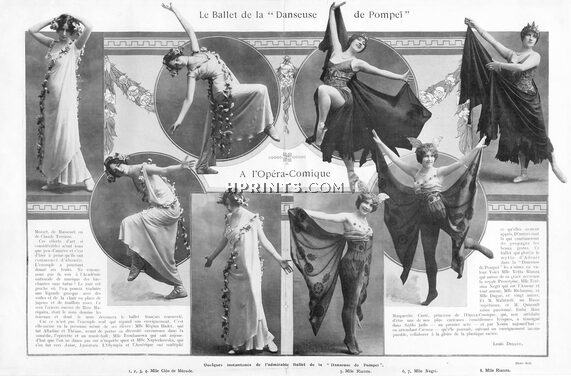 Cléo de Mérode / Melle Rianza, Melle Negri 1912 La Danseuse de Pompéï, Photo Bert