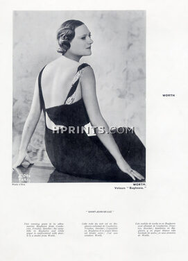 Worth 1932 backless black Evening Gown, Photo Madame D'Ora