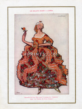 Léon Bakst 1919 Costume Designs, Russian Ballet, Tamara Karsavina, Leonide Massine, 4 pages