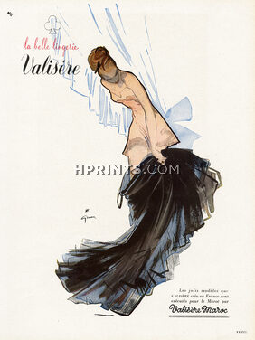 Valisère (Lingerie) 1949 René Gruau, Nightgown