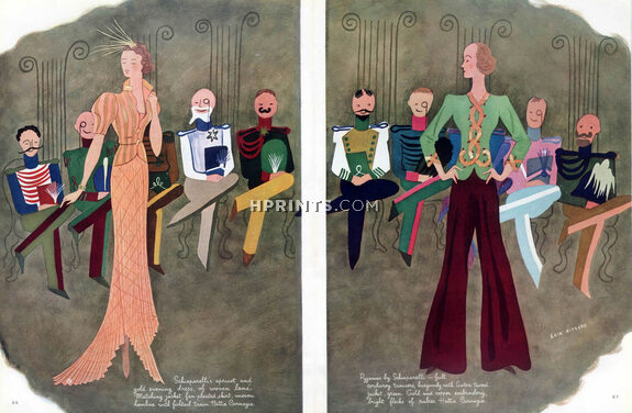 Schiaparelli (Couture) 1937 Erik Nitsche, Evening Gown, Pajamas