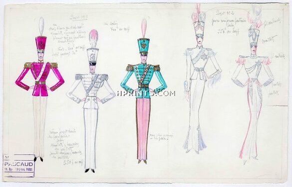 Marcel Escoffier 1950s (?) Original Costume Design, Chorus Girls