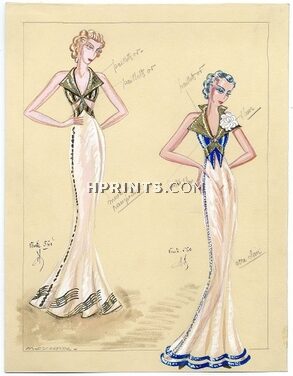 Marcel Escoffier 1930s, Original Costume Design