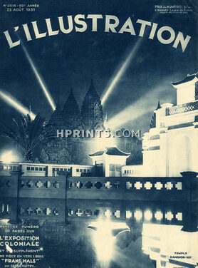 L'Illustration 1931 Cover, Exposition Coloniale, Temple d'Angkor-Vat à Paris