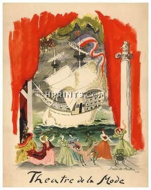 Théâtre De La Mode 1946 Jean de Botton, American tour, Poster Art, Lithography