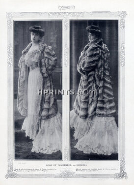 Drecoll 1905 Evening Dress, Fur Coat