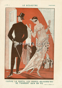 Le Désastre, 1923 - Léon Bonnotte The Disaster Elegant Parisienne Topless