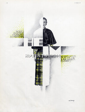 Jacques Heim 1931 Fashion Coat, Art Deco Graphic Style, Charles Delaunay